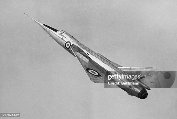 This in an in-flight view of Britain's Fairey Delta 2 jet, which established a new world speed record of 1,132 miles per hour . The plane, first to...