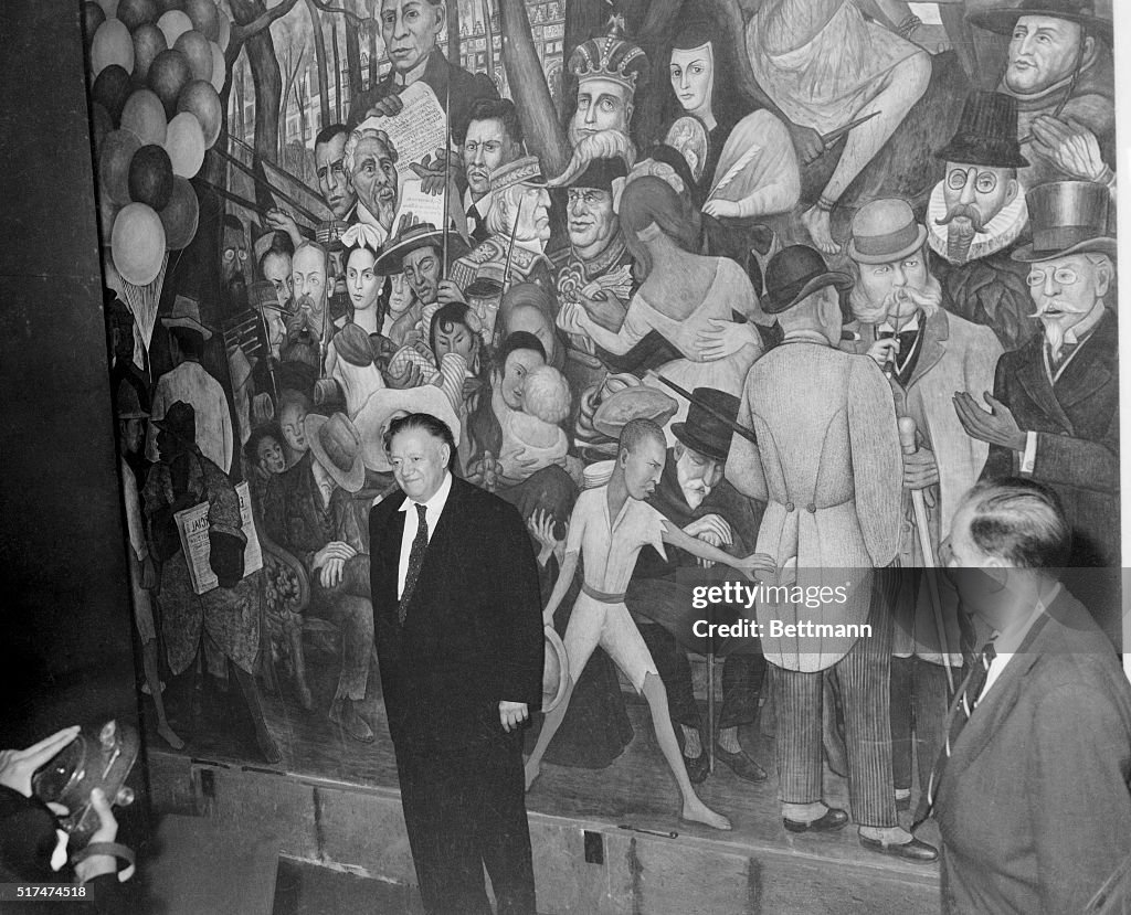 Diego Rivera Standing in Front of a Painting