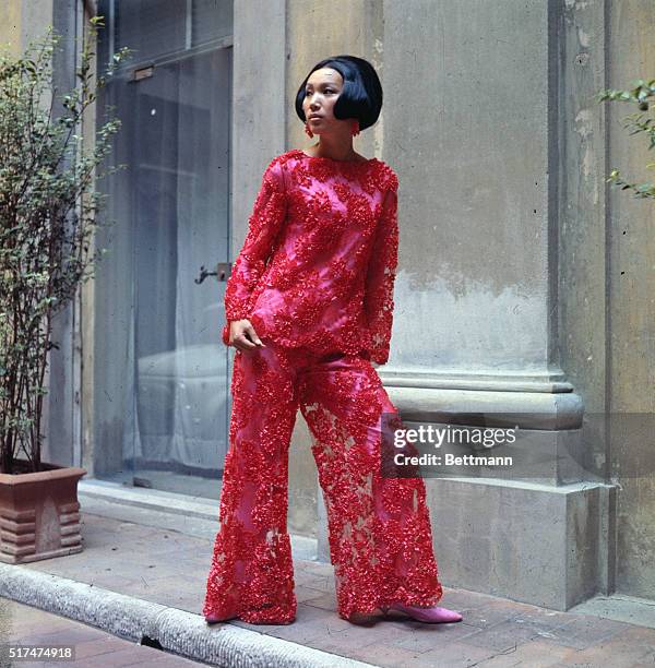 Elegance combined with comfort is the keynote of this at-home ensemble from the boutique collection by designer Emilio Pucci for fall 1964. The...