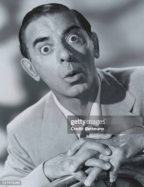 Comedic actor and singer from the 1930's, Eddie Cantor looks surprised in this head and shoulders studio portrait.