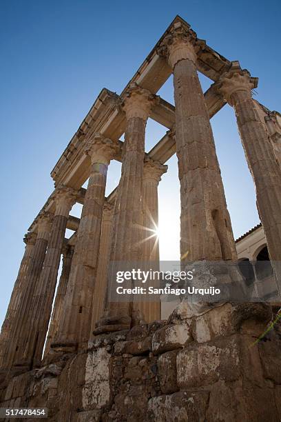 ruins of dianas temple in merida - merida spain stock pictures, royalty-free photos & images