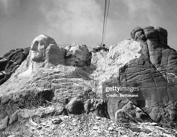 View of Mount Rushmore in Progress