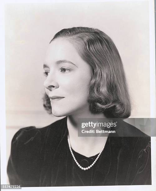 Publicity head shot of stage and screen actress Helen Hayes, who is currently appearing with Maurice Evans. Helen Hayes would later become the first...