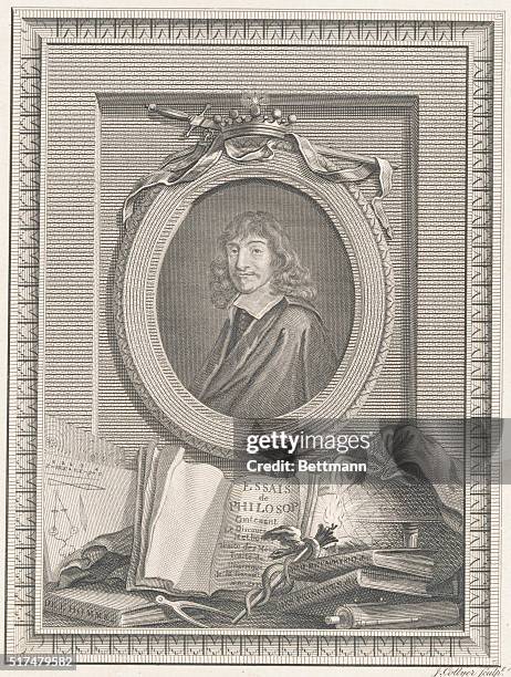 An engraving of Rene Descartes , the French mathematician, scientist, and philosopher who coined the famous phrase, "I think, therefore I am."