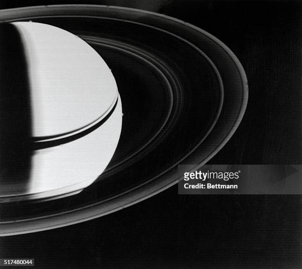 The planet saturn, in a picture taken by the Voyager spacecraft from a range of 3.4 million kilometers. Photograph, 1981. BPA2# 4643