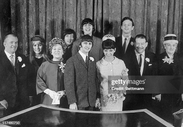 Beatle Ringo Starr stands with his bride, Maureen Cox whom he wed without publicity early February 11th at Caxton Hall here. Maureen comes from...