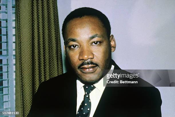 Close-up of the Reverend Dr. Martin Luther King, Jr. Shown in this photo headshoulders, alone.