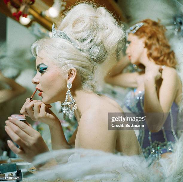 Tropicana dancers dress for a show celebrating the centennial of the original Folies Bergere, which opened in Paris in 1869. The show's Las Vegas...