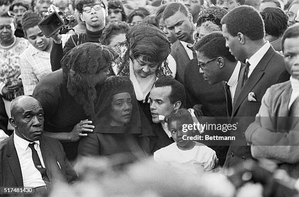 Dr. Martin Luther King Jr.'s wife Coretta Scott King and family are seen here during the funeral ceremonies for the slain Civil Rights Activist....