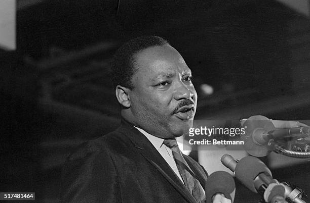 Caught in a somber mood, Dr. Martin Luther King addresses some 2,000 people on the eve of his death, giving the speech "I've been to the...