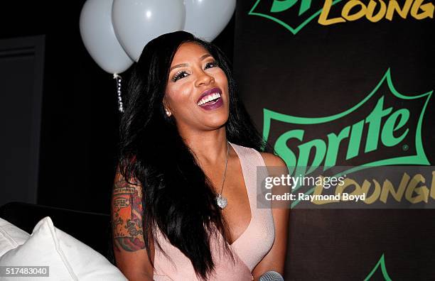 Singer and actress K. Michelle is interviewed in the V-103 WGCI-FM 'Sprite Lounge' in Chicago, Illinois on March 22, 2016.