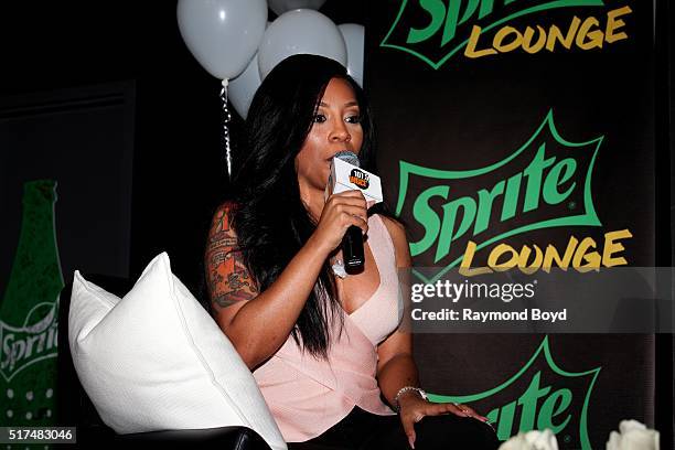 Singer and actress K. Michelle is interviewed in the V-103 WGCI-FM 'Sprite Lounge' in Chicago, Illinois on March 22, 2016.