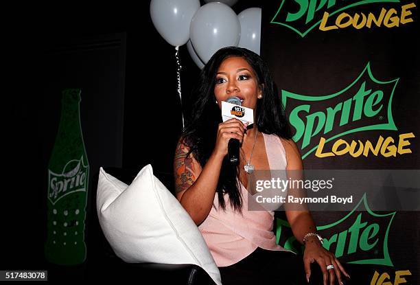 Singer and actress K. Michelle is interviewed in the V-103 WGCI-FM 'Sprite Lounge' in Chicago, Illinois on March 22, 2016.