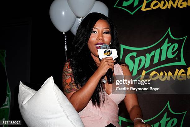 Singer and actress K. Michelle is interviewed in the V-103 WGCI-FM 'Sprite Lounge' in Chicago, Illinois on March 22, 2016.