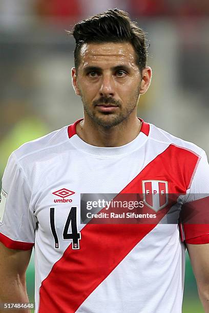 Claudio Pizarro of Peru looks on before a match between Peru and Venezuela as part of FIFA 2018 World Cup Qualifiers at Nacional Stadium on March 24,...