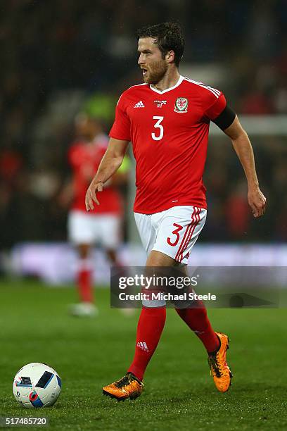 Adam Matthews of Wales during the International Friendly match between Wales and Northern Ireland at Cardiff City Stadium on March 24, 2016 in...