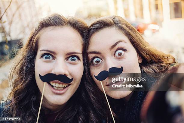 mustaches selfie - eternal youth stock pictures, royalty-free photos & images