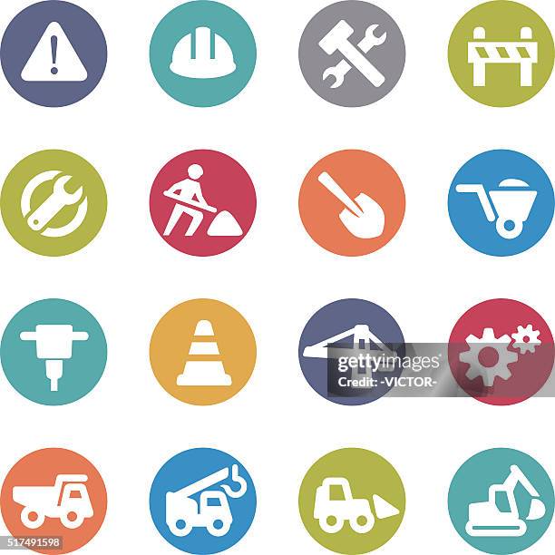 under construction icons - circle series - roadworks stock illustrations