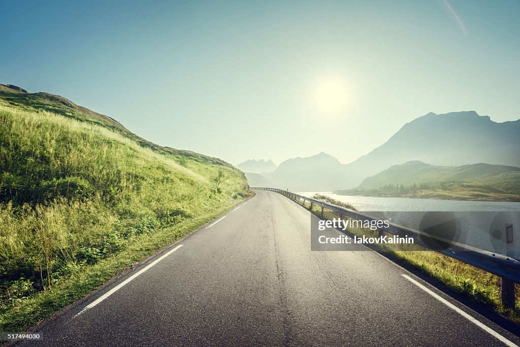 Road by the sea, Lofoten island, Norway