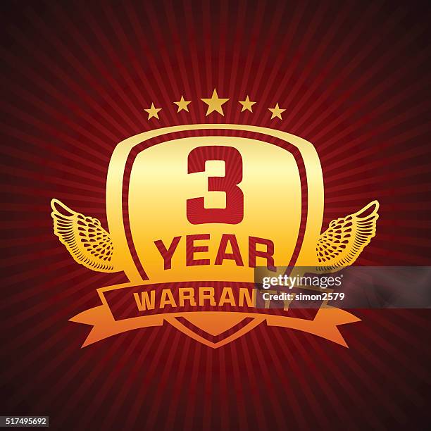 three year warranty emblem - three year stock illustrations