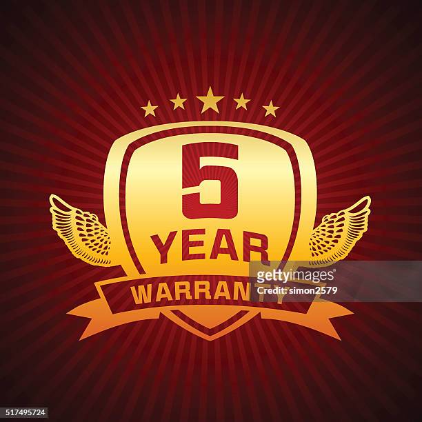 fünf jahre garantie-logo - five year warranty stock-grafiken, -clipart, -cartoons und -symbole