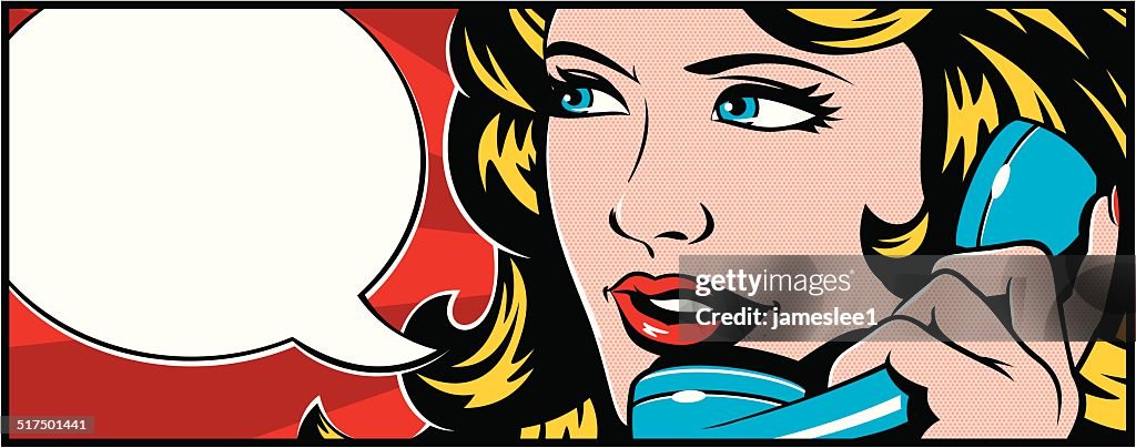 Pop art Woman On Phone