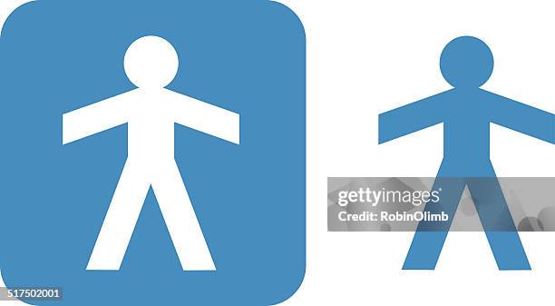 stockillustraties, clipart, cartoons en iconen met blue male paper dill icons - cut out paper people