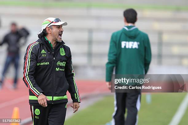 Mexico's coach Raul Gutierrez during the match between Japan v Mexico: U23 Friendly International at Estadio Municipal de Rio Maior on March 25, 2016...