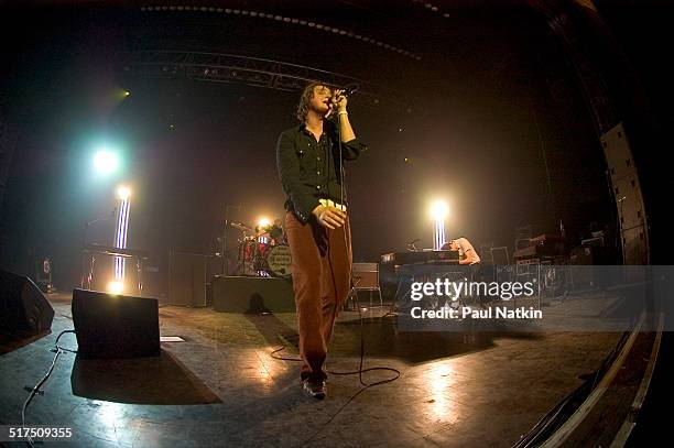 English rock band Keane performs onstage at the Riviera Theater, Chicago, Illinois, February 17, 2005. Pictured are, from left, Richard Hughes , Tom...