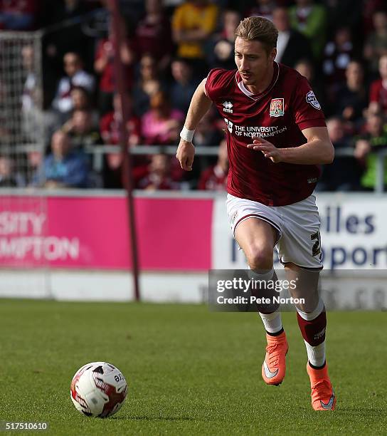 Lee Martin of Northampton Town in action during the Sky Bet League Two match between Northampton Town and Newport County at Sixfields Stadium on...