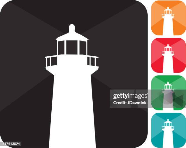 bildbanksillustrationer, clip art samt tecknat material och ikoner med lighthouse icon set  in multiple colors - fyr