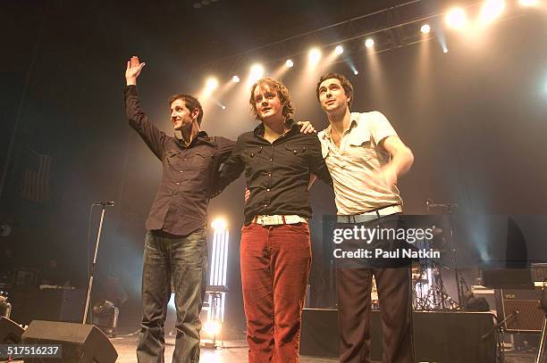 English rock band Keane performs onstage at the Riviera Theater, Chicago, Illinois, February 17, 2005. Pictured are, from left, Richard Hughes, Tom...