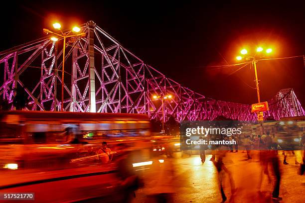 iconic howrah bridge - kolkata bridge stock pictures, royalty-free photos & images