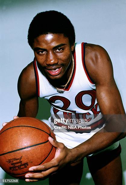 Micheal Ray Richardson of the New York Knicks poses for a portrait circa 1980 in New York, New York. NOTE TO USER: User expressly acknowledges and...