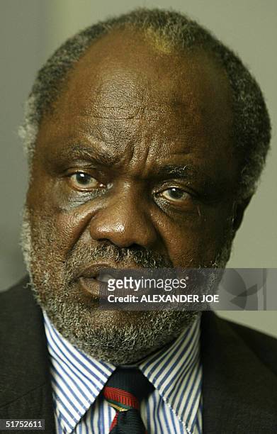 President Sam Nujoma s hand-picked successor, Lands Minister Hifikepunye Pohamba gestures as he gives an interview to AFP, 16 November 2004 in...