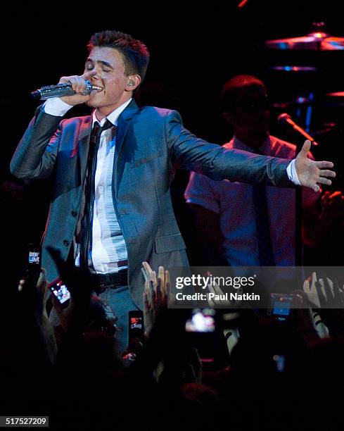 American musician and actor Jesse McCartney performs onstage at the Park West Auditorium, Chicago, Illinois, August 16, 2008.