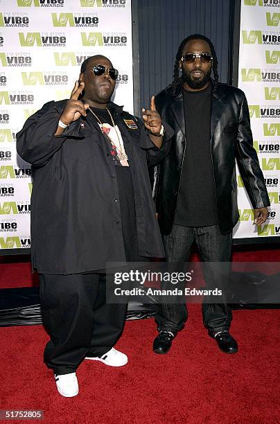 Rappers 8 Ball and MJG attend the 2004 Vibe Awards on UPN at Barker Hangar November 15, 2004 in Santa Monica, California.