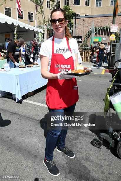 Stephanie Davey attends the Los Angeles Mission's Easter Celebration Of New Life at Los Angeles Mission on March 25, 2016 in Los Angeles, California.