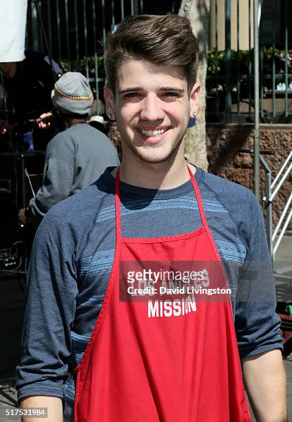 Actor Brandon Tyler Russell attends the Los Angeles Mission's Easter Celebration Of New Life at Los Angeles Mission on March 25, 2016 in Los Angeles,...