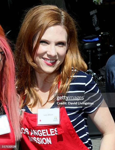 Actress Lucy Walsh attends the Los Angeles Mission's Easter Celebration Of New Life at Los Angeles Mission on March 25, 2016 in Los Angeles,...