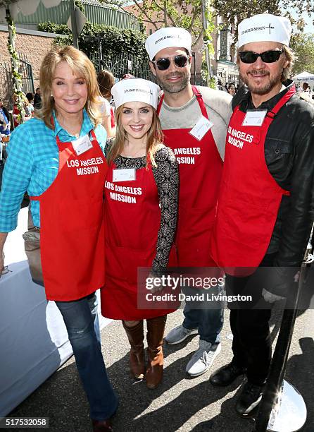 Actors Deidre Hall, Jen Lilley, Jordi Vilasuso, and Stephen Nichols attend the Los Angeles Mission's Easter Celebration Of New Life at Los Angeles...