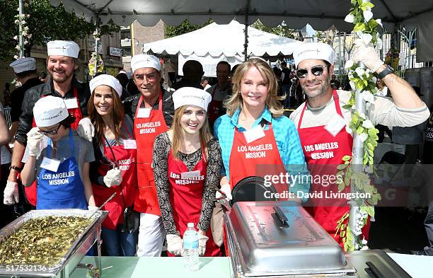 Actors Stephen Nichols, Jack Daggenhurst, Kristian Alfonso, Thaao Penghlis, Jen Lilley, Deidre Hall, and Jordi Vilasuso attend the Los Angeles...