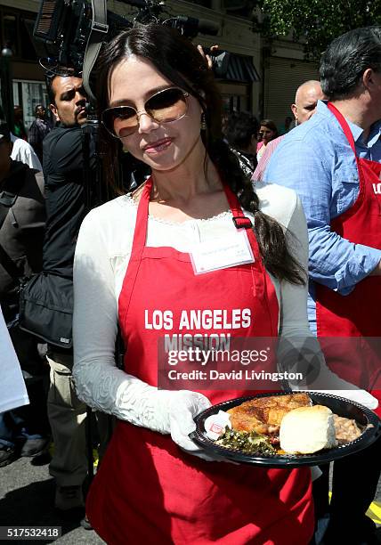 Oksana Grigorieva attends the Los Angeles Mission's Easter Celebration Of New Life at Los Angeles Mission on March 25, 2016 in Los Angeles,...