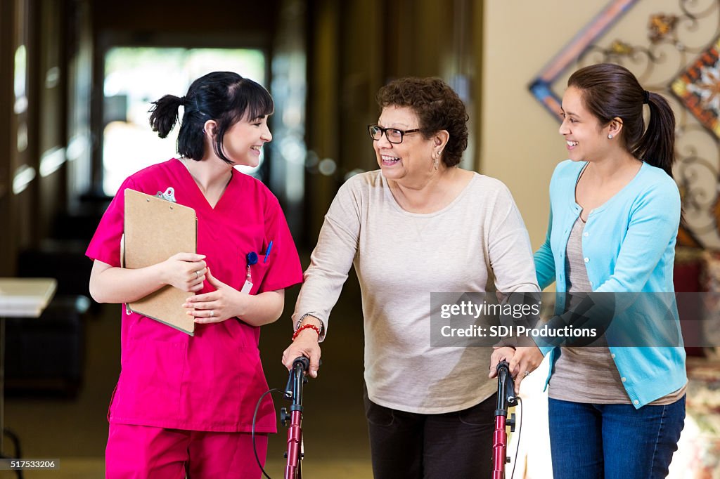 Nurse gives women tour of assisted living facility