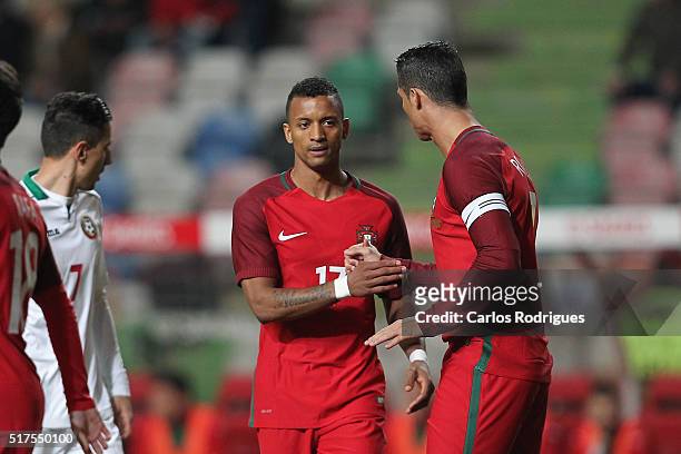 Portuguese forward Cristiano Ronaldo and Portuguese forward Nani during the match between Portugal and Bulgaria Friendly International at Estadio...