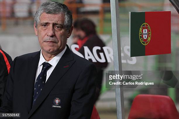 Portuguese coach Fernando Santos during the match between Portugal and Bulgaria Friendly International at Estadio Municipal de Leiria on March 25,...