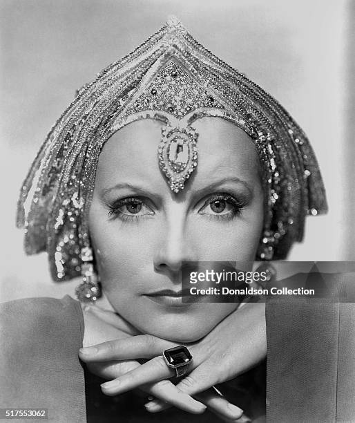 Actress Greta Garbo poses for a publicity photo for the MGM movie "Mata Hari" which was released in 1931.
