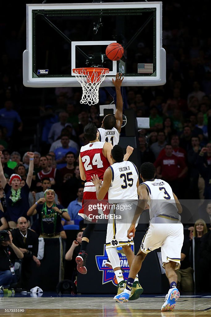 NCAA Basketball Tournament - East Regional - Wisconsin v Notre Dame