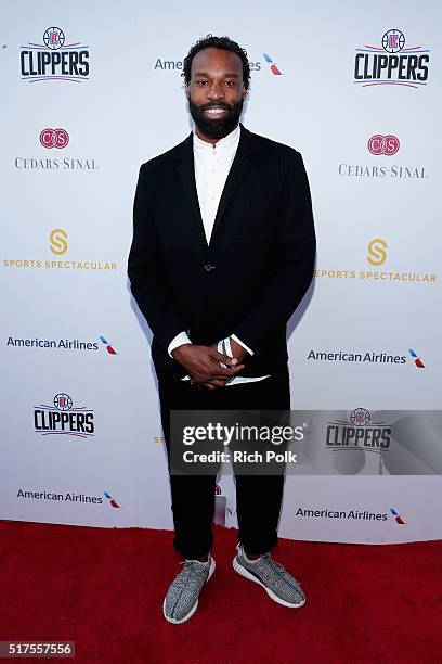 Player Baron Davis attends the Cedars-Sinai Sports Spectacular at W Los Angeles  West Beverly Hills on March 25, 2016 in Los Angeles, California.