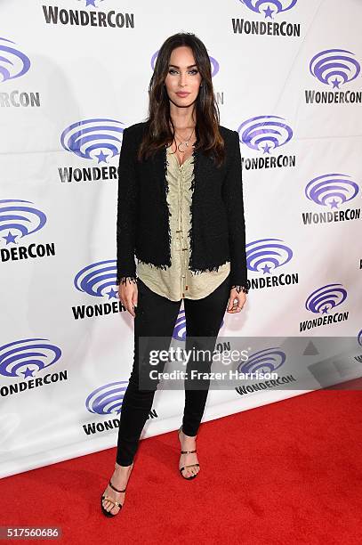 Actress Megan Fox attends a panel at WonderCon 2016 to promote the upcoming release of Paramount Pictures' Teenage Mutant Ninja Turtles  Out of The...